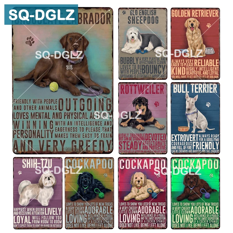 

[SQ-DGLZ] Animal Dog Vintage Metal Signs Home Decor Tin Signs Pub Home Decorative Plates Metal Sign Wall Plaque Metal