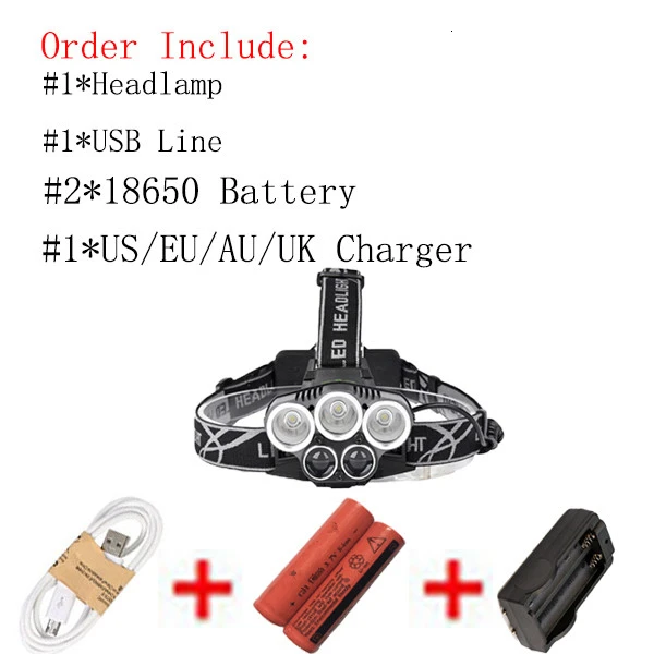 A USB 15000лм 5 светодиодный налобный фонарь 3* XML T6+ 2Q5 белый+ синий светильник налобный светильник вспышка светильник фонарь для рыбалки - Испускаемый цвет: A