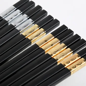 

Top grade 5 pairs of alloy chopsticks Hotel household tableware Anti-mold, non-slip, high temperature Undeformed chopsticks
