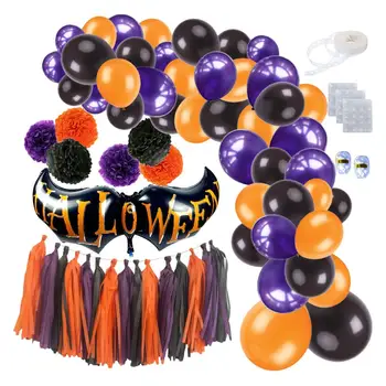 

85PCS Halloween Party Decoration Balloon Set Paper Flower Ball Fringe Fun Tassels For Ghost Festival Halloween Party Supplies