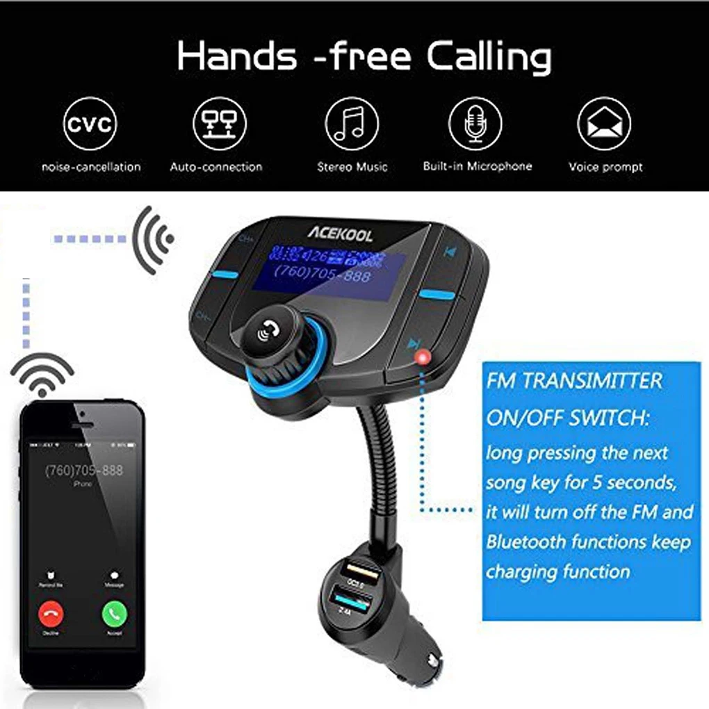 Bluetooth FM передатчик в музыкальный плейер в машине беспроводной двойной зарядное устройство usb громкой связи вызова