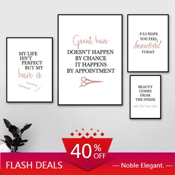 Kaufen Leinwand Malerei Haar Salon Poster Schönheit Wand Kunst Zitate Wand Poster Moderne Leinwand Drucken Salon Wand Bilder Room Home Decor