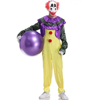 

Halloween Party Man Killer Clown Costume Cosplay Costume Ball Costume with Mask Clown Jumpsuit Costume for Men's Cos Costume