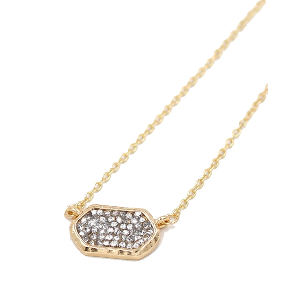

Clear Rhinestone Paved Choker Small Oval Pendant Necklace Women's Gift Fashion Jewelry Wholesale Pendant