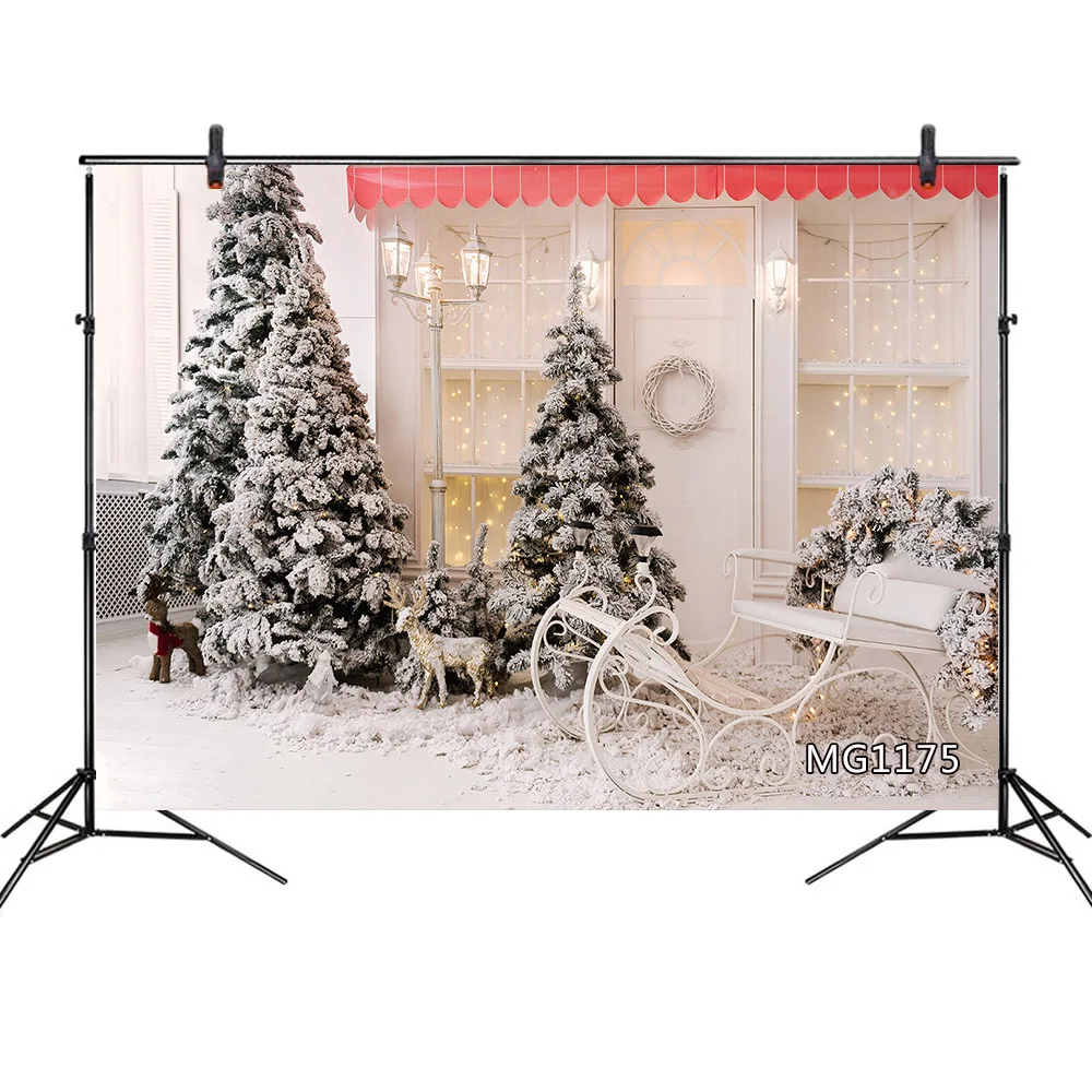 New Year Christmas Winter Snow Photography Background Tree Sled White Backdrops for Photo Studio Zone | Электроника