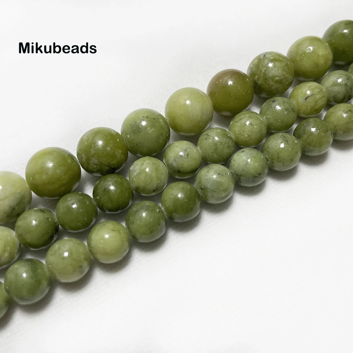 Wholesale Natural Green Jade Stone Smooth Round Loose Bead 15" Strand