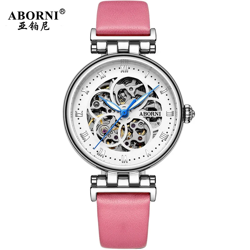 2021 Mechanical Watch Women Bracelet Watch Automatic Wristwatch Leather Stainless Steel Band Female Clock Chic Reloj Mujer 