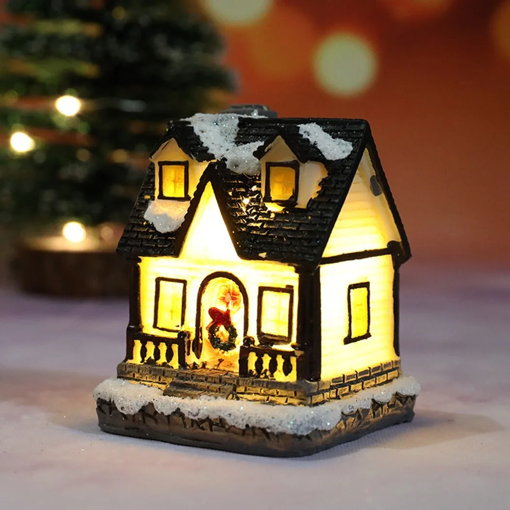 

Brightness LED Light Up Small Village House Scene Christmas Decor Ornament Christmas Tree Pendant Decoration Gifts Ornaments