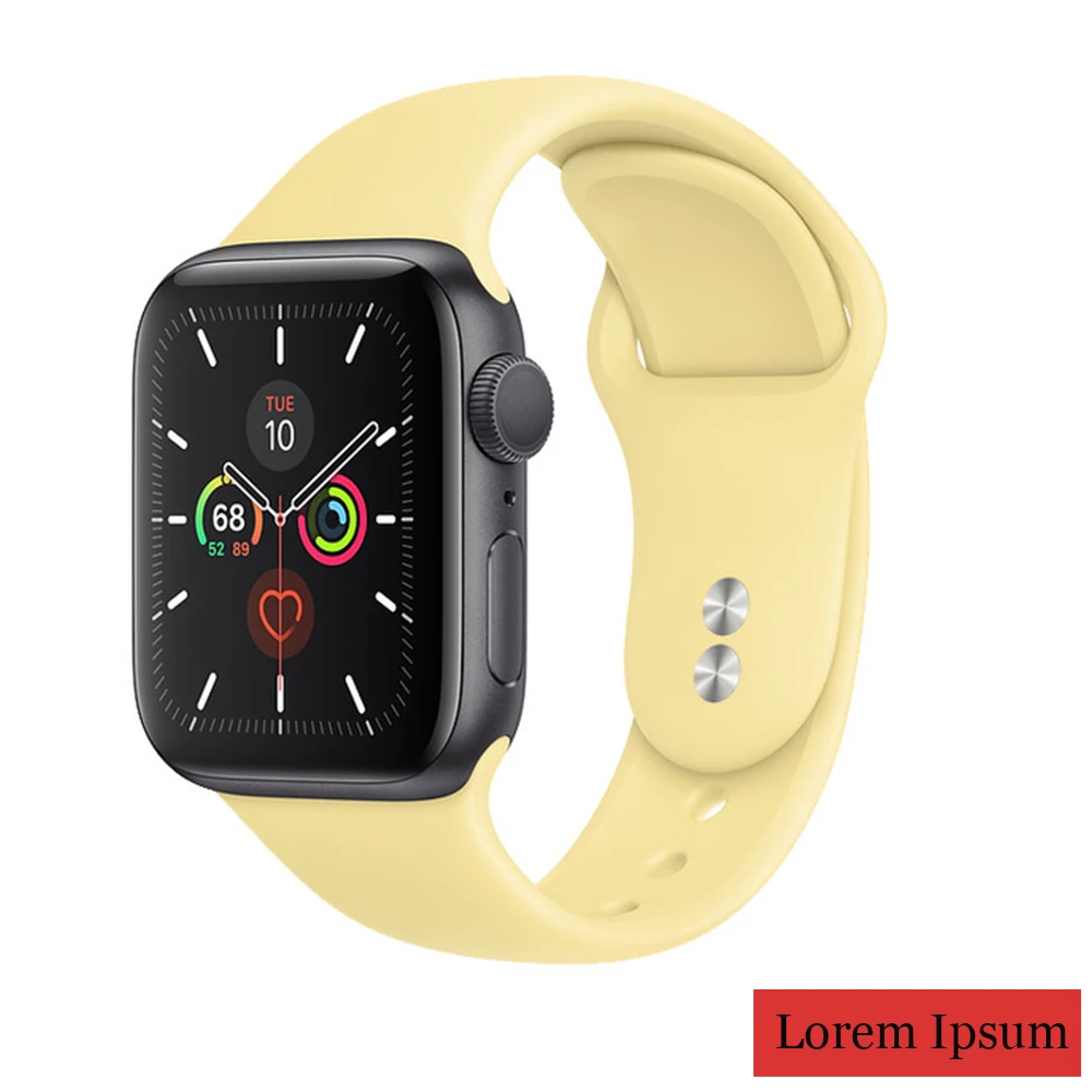 Силиконовый ремешок для apple watch 5 ремешок 40 мм 44 мм 42 мм 38 мм apple watch 4 apple watch 5 correa iwatch ремешок для часов аксессуары для часов - Цвет ремешка: Lemon Cream
