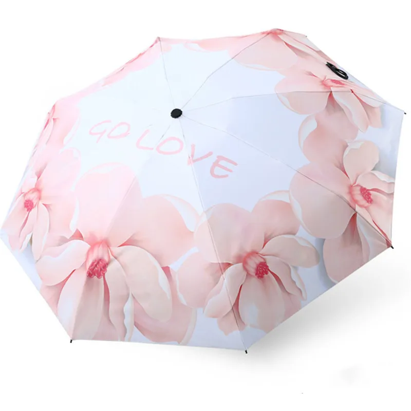 YADA 2020 INS LOVE Automatic Umbrellas Charm Rain Women uv Pink Flowers Umbrella For Womens Windproof Folding Umbrellas YS200019