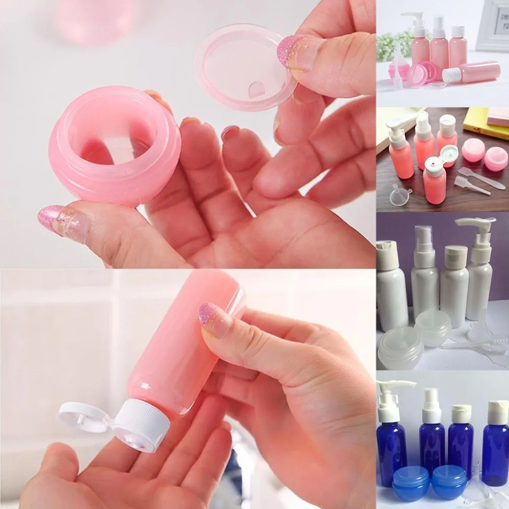 9pcs Refillable Bottles Kit Plastic Jar Travel Size Liquid Foundation Lotion Bottle Set  (10)