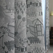 

British pastoral country gray imitation cotton and linen printed curtains Nordic Curtains for Living dining Room Bedroom