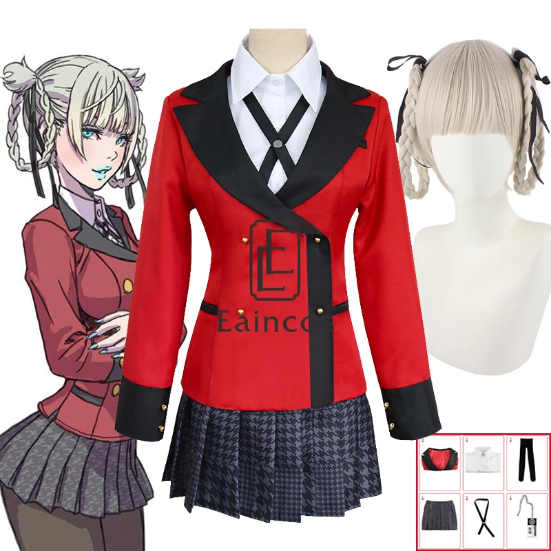 Косплей Аниме Kakegurui Kirari Momobami карнавальный костюм на Хэллоуин женская школьная