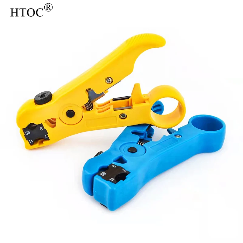 HTOC Universal Cable Wire Stripper Cutter Stripping Tool For Flat or Round UTP Cat5 Cat6 Wire Coax Coaxial (2 Colors) telephone cable tracer