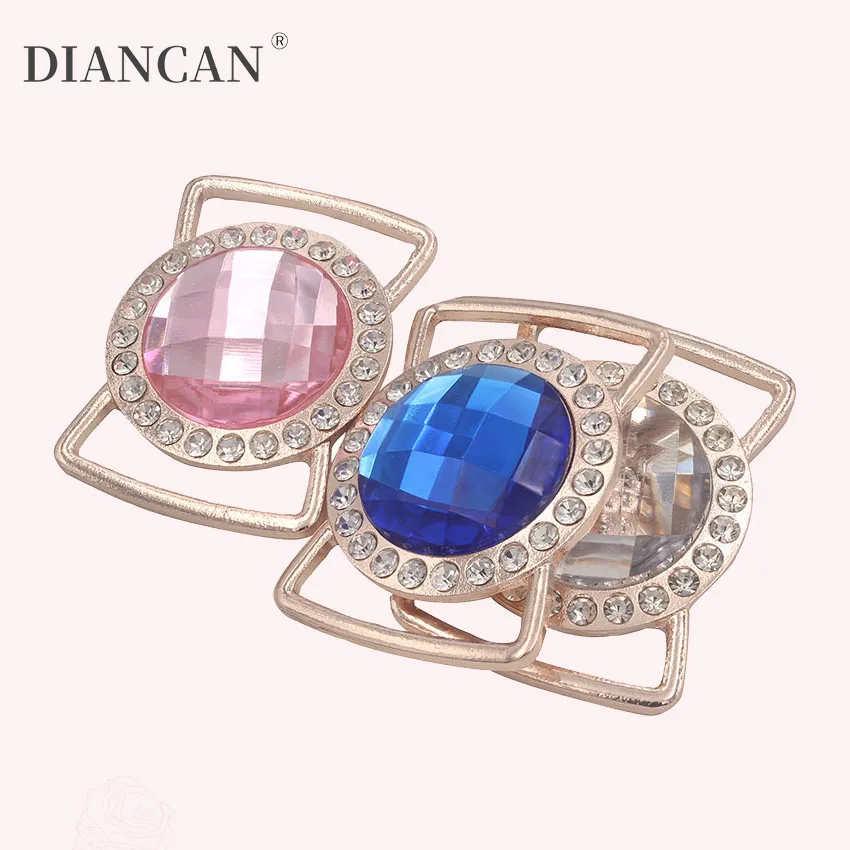 

45mm Metal Buckle with Rhinestone Diy Crystal Shoe Buckles Decorative Ribbon Slider For Belts And Bags Accessories 2pieces