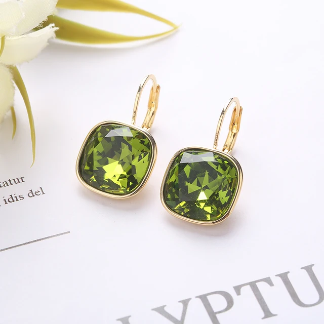 2021 New Design  Square Stones Earrings With French Hook Lever Back For Fashion Girls Wedding Gifts G228