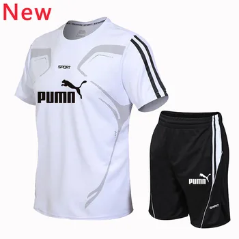 

2020 New Mens Summer Tracksuits Man Casual Short Sleeve Sets + Shorts Sports Set Male running jogging sports 2 Pieces Sets