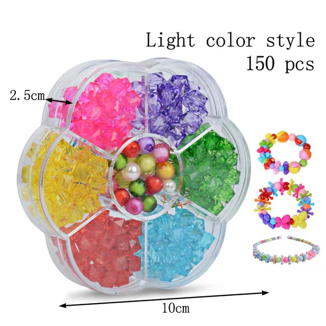 Children Beads Plum Blossom Box Set DIY Handmade Bead Toy Necklace Building Kit Girl Weaving Bracelet Jewelry Making Toy Gift 4