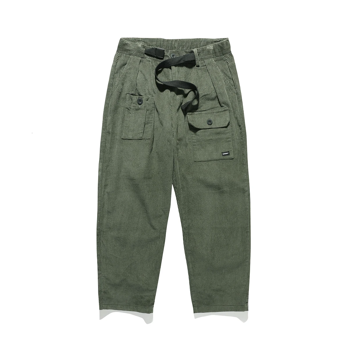 Army green Мужские повседневные брюки из чистого хлопка, вельветовые свободные брюки для отдыха, эластичные мужские спортивные штаны в стиле хип-хоп - Цвет: Army green
