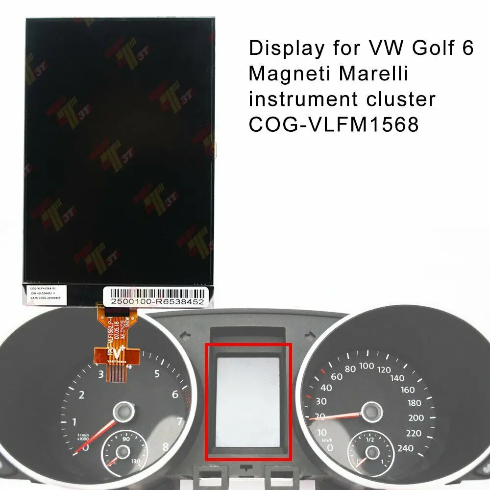 Dashboard Lcd Kijelző A Vw Golf 6 2008 ~ 2012-Es Magneti Marelli Műszercsoport Cog-Vlfm1568