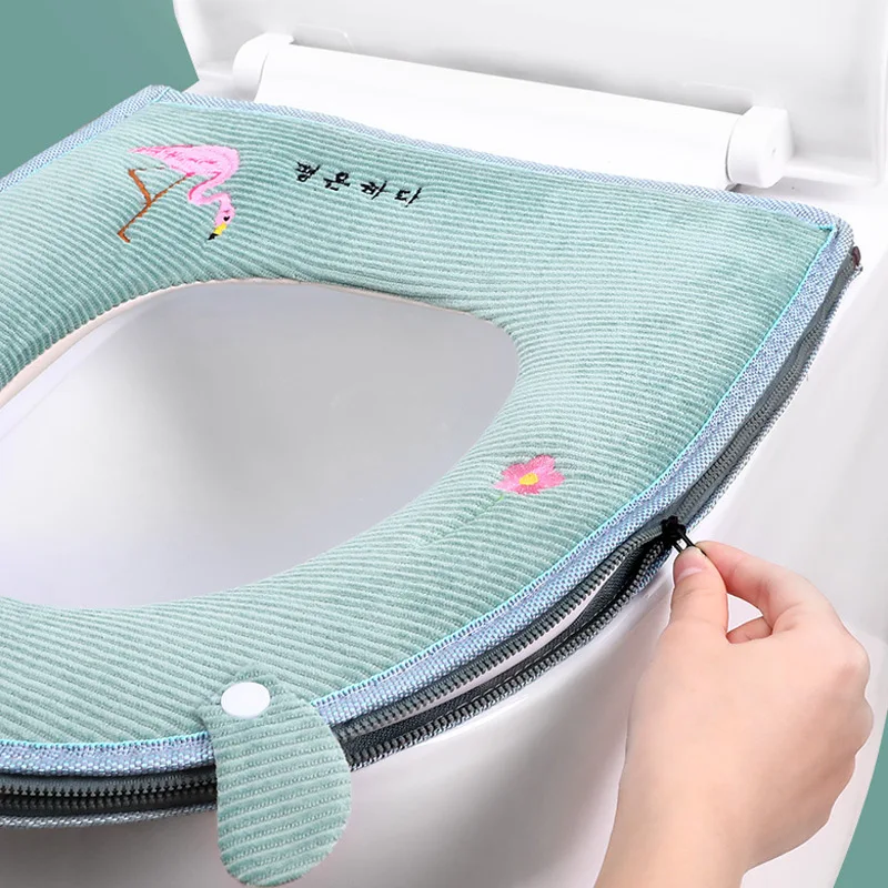 Universal Warm Toilet Seat Cover Mat Soft Warm Zipper Toilet Case Waterproof Closestool Mat Seat Case Bathroom Accessories