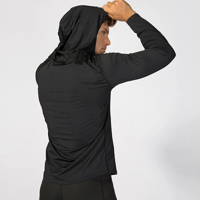 Men Quick Dry Long Sleeve Workout Athletic Hoodie Jacket Sports Training Hooded Coat XR-Hot