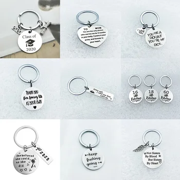

New geometric keychain pay attention to safety father and mother lover keychain gift jewelry couple father mother graduation gif