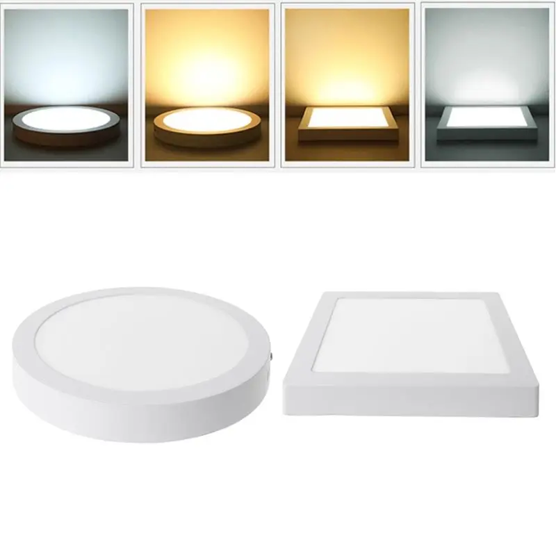 

LED Panel Light 18W AC90-265V No Drill Mount Indoor Lighting Round Square Surface Ceiling Lamp For Home Office Hotel
