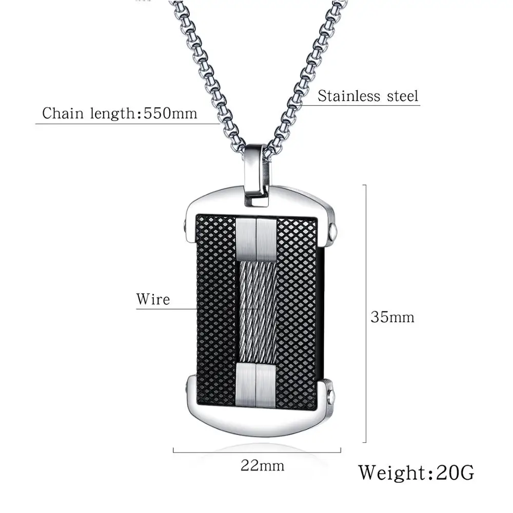 Нержавеющая сталь Военная пластина воротник Dogtag ID кулон ожерелье для мужчин