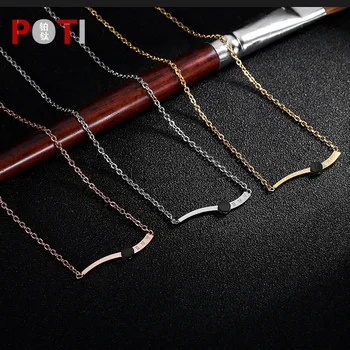 

TSHOU237 New roman numerals titanium steel necklace women do not fade pendants jewelry