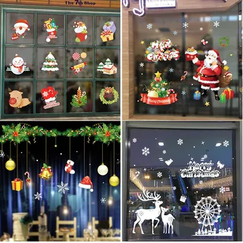 

Removable Christmas Window Sticker Adornment Wall Glass Window Stickers Christmas Decorations For Home Xmas Sticker Navidad