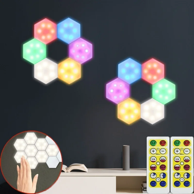 

Quantum Light Touch Sensor Night Lights LED Hexagon Light Magnetic Modular Touch Wall Lamp Creative Home Decor Color Night Lamp