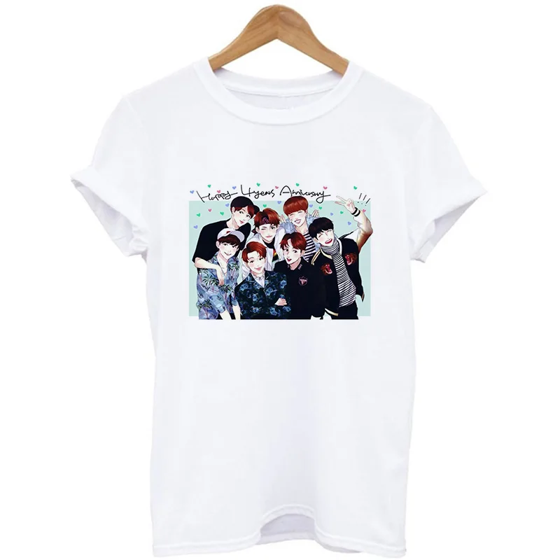 JIN SUGA J HOPE JIMIN V JUNGKOOK футболка Женская корейский стиль Bangtan мальчики мультфильм футболки с изображением женская футболка Ulzzang Harajuku
