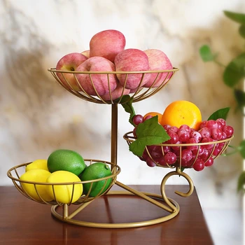 

Living Room three-layer fruit plate, home nordic creative fashion fruit basket multi-layer bread frame tea table snacks storage