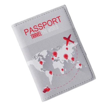 

World Map Travel Passport Holder Gray ID Card Passport Cover Leather Men/Women Bank Credit Card Holder Ticket Folder 1PC