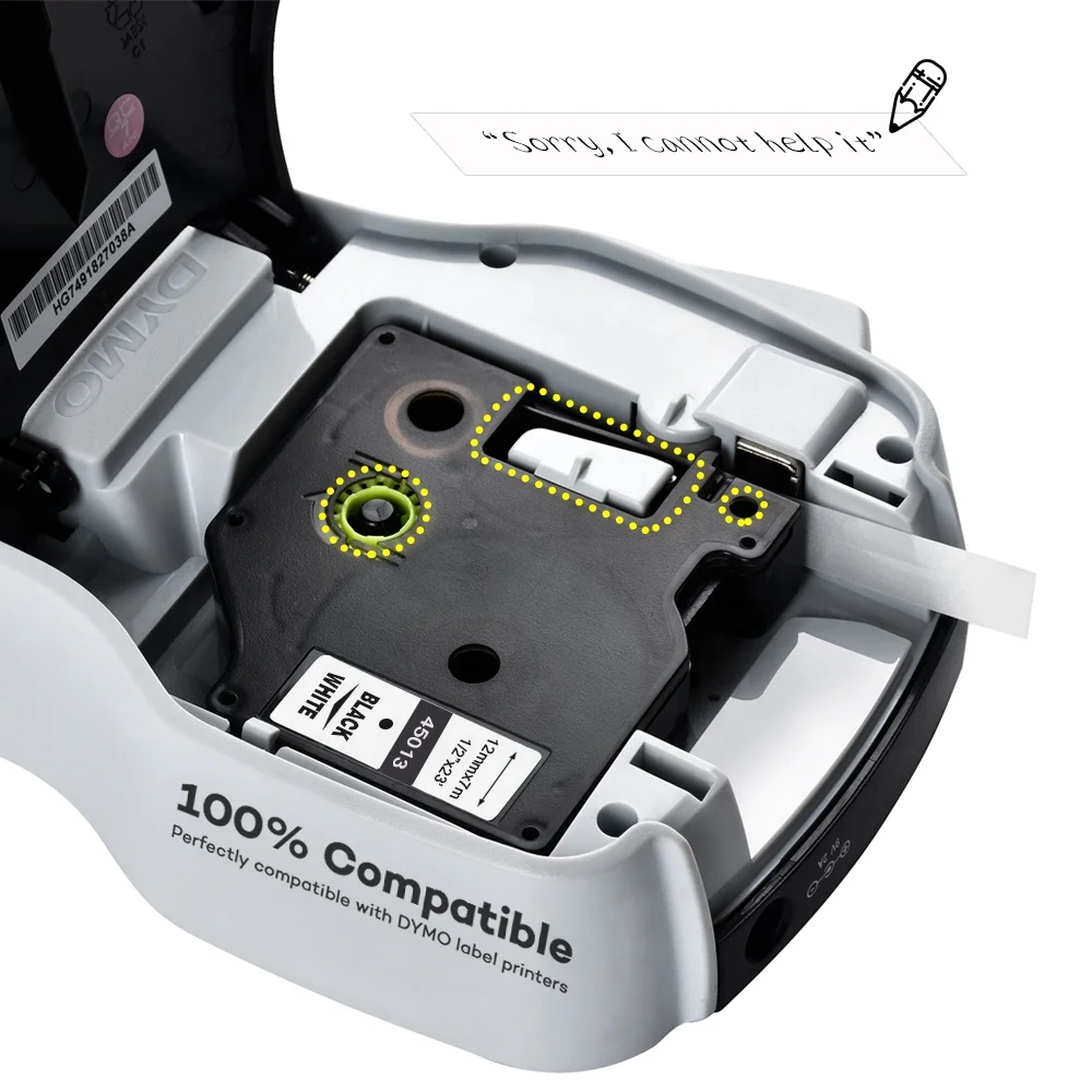Совместимый с dymo D1 12 мм ленты 45010 45013 40910 40913 43613 43610 кассета лент для Dymo label manager LM 160 280