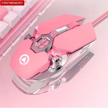 

Pink Backlit Cute Mouse Colorful Mechanical Gamer Mause Optical Wired Macro Program Mice Girl Mouse 3200DPI For PC Laptop Deskop