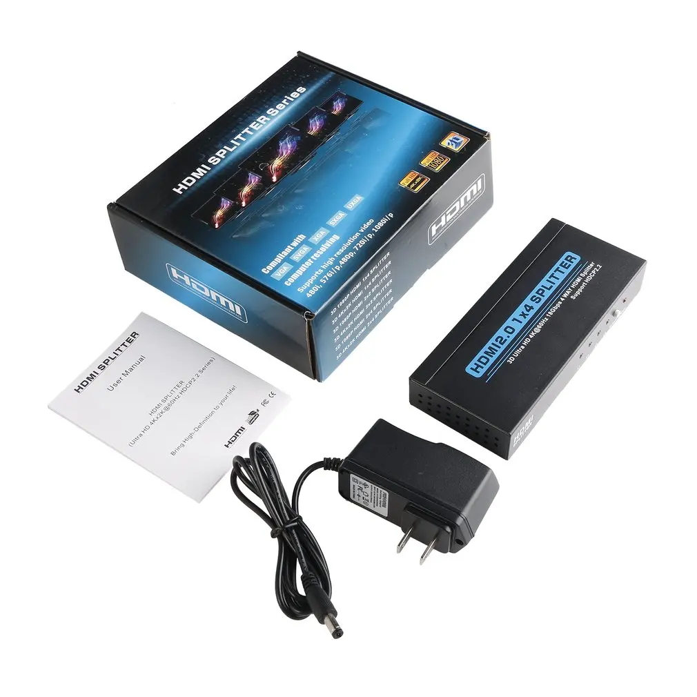 HDMI 1x4 сплиттер 3D Ultra HD 4Kx2K@ 60 Гц 18 Гбит/с HDCP2.2 1 в 4 из 4 Выход HDMI разветвитель для HDTV и монитора высокой четкости