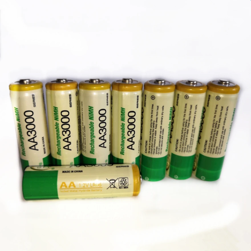 8pcs/lot Large capacity 3000mAh 1.2V AA rechargeable battery for children's toys AA NiMH rechargeable battery