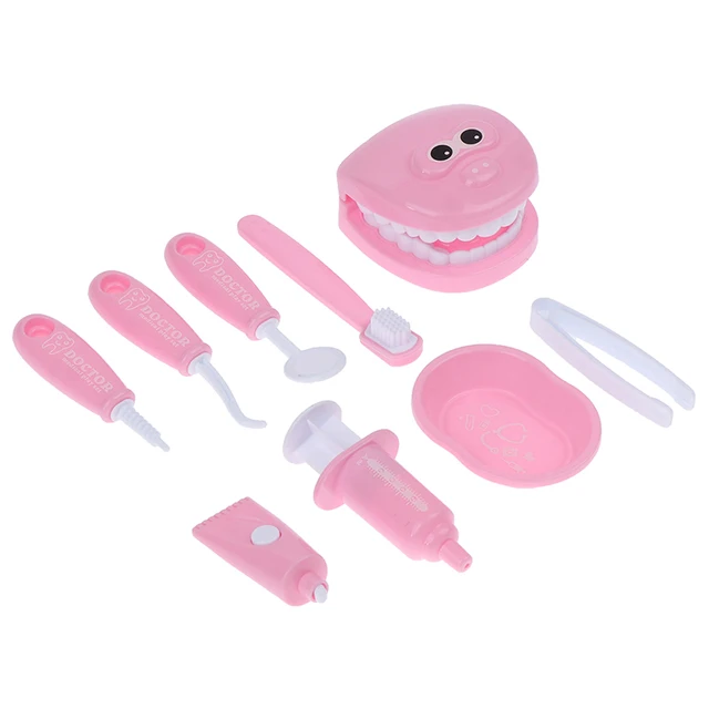 9Pcs Kids Pretend Play Toy Dentist Check Teeth Model Set Medical Kit Educational Role Play Simulation Learing Toys For Children 5