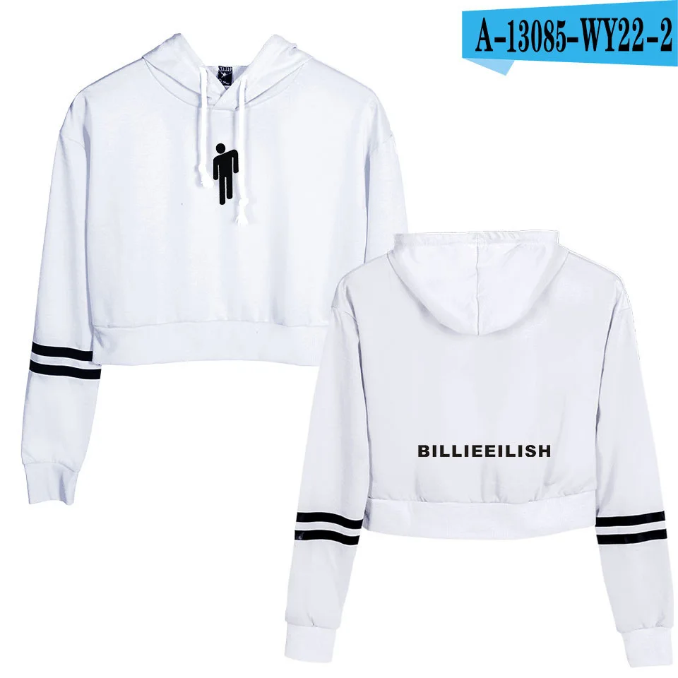 Серый Толстовки в стиле хип-хоп Billie Eilish Kpop, укороченный топ, толстовки, женская сексуальная Весенняя Осенняя хлопковая одежда Billie Eilish, сексуальная одежда для девочек - Цвет: Серый