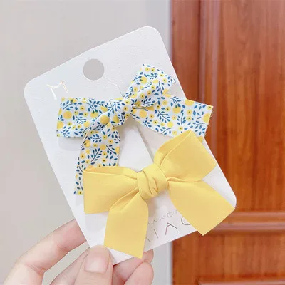 2PCS/onePair Bow Headgear Cute Sweet Little Girl Hair Accessories Summer Girls Net Red Clips Baby Hairpins Children Hair Clips 2PCS/onePair Bow Headgear Cute Sweet Little Girl Hair Accessories Summer Girls Net Red Clips Baby Hairpins Children Hair Clips