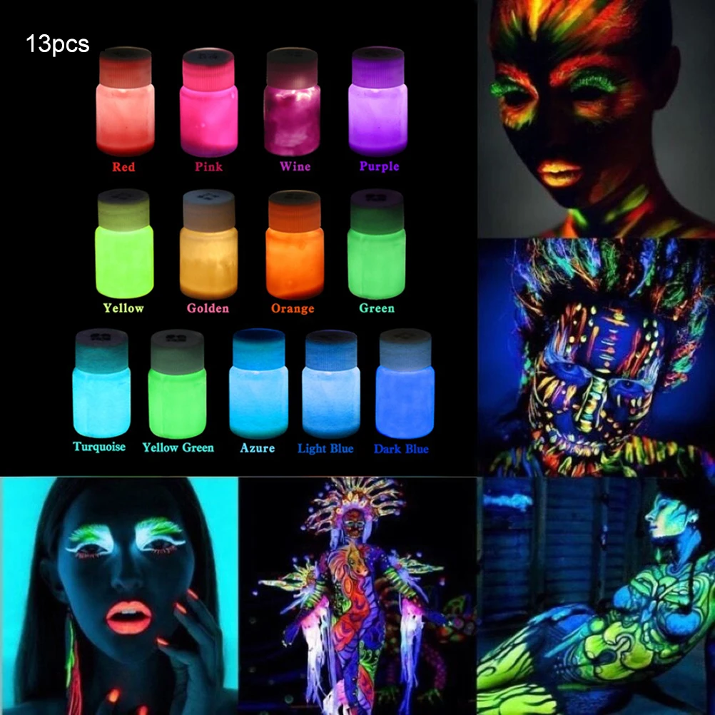 Glow In The Dark Paint Set Self-Luminous Phosphorescent Glowing Paints For Wall Body Painting Airbrush Aerografo Con Compresor |