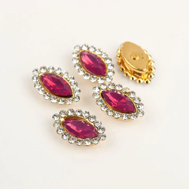 Gold fuchsia 5x10 мм конский глаз Кружева-образные пришитые Стразы Золотой Коготь/серебряный коготь инкрустированные смолы дрель DIY Одежда обувь и головные уборы аксессуары - Цвет: Gold fuchsia