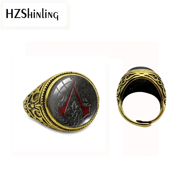 HZSHINLING, Новое поступление, антикварные кольца для мужчин, крутая игра, герои, стекло, винтажный стеклянный купол, ручная работа, ювелирные изделия