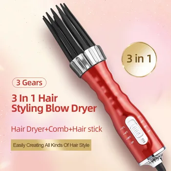 New 3 in1 Electric Hair Curler Hair Dryer Ionic Flat Iron Fast Heated Comb Hair Styling Brush Comb Volumizer Hot Air Brush Hair 1