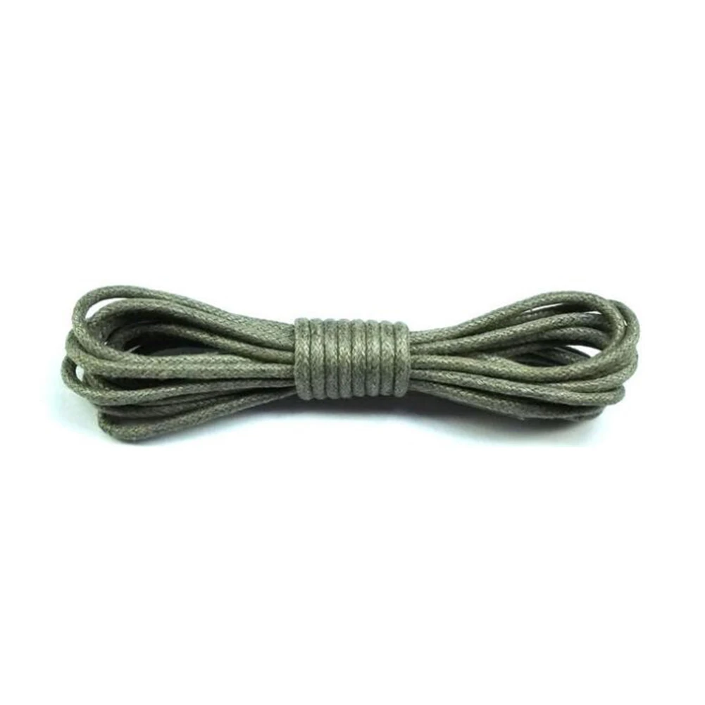Light Gray 1 пара однотонных вощеных хлопковых круглых шнурков модные классические унисекс Водонепроницаемые кожаные шнурки для обуви 80 см 120 см - Цвет: Light Gray