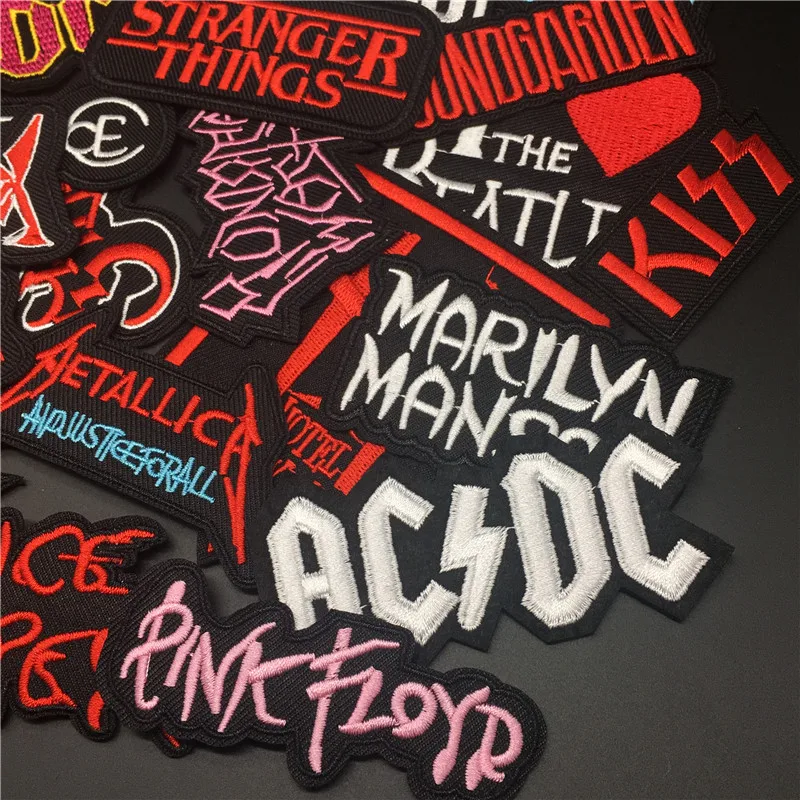 20PCS/Lot Classic Music Metal Rock Band Patches Embroidered Iron Patches for Clothes Stickers Sweing On Jeans jacket
