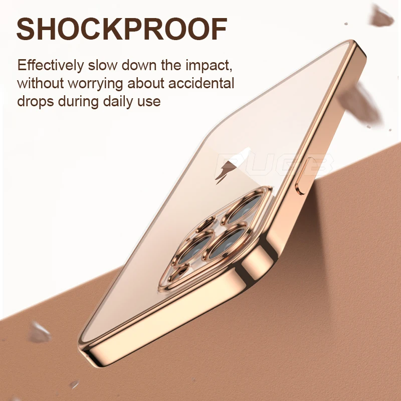 Luxury Plating Transparent Soft Silicone Case for iPhone 13 11 12 Pro Max Mini XR X XS SE 2020 8 7 Plus Shockproof Clear Cover
