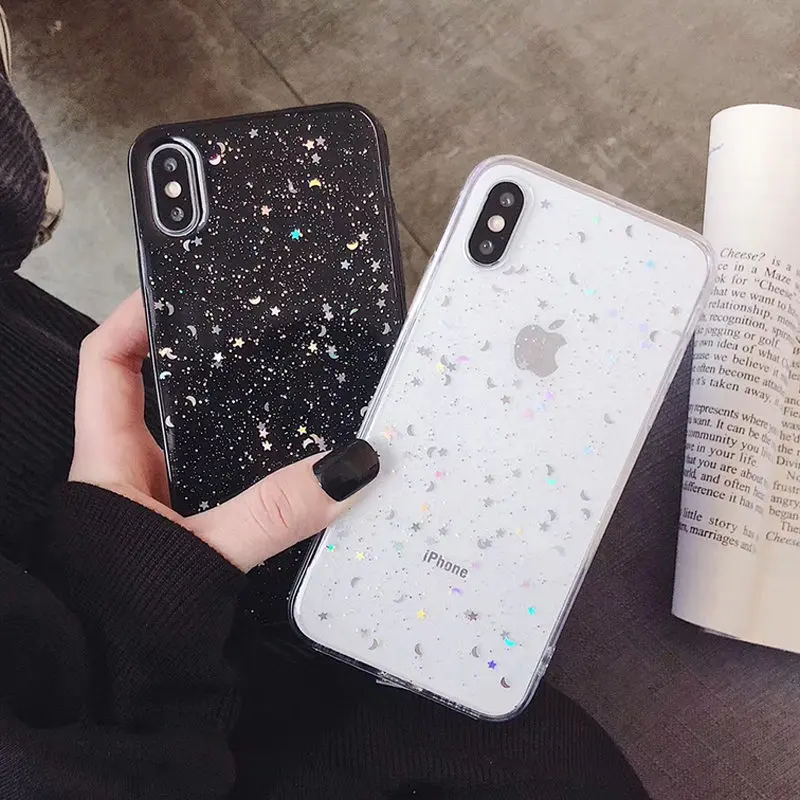Lovebay блестящий чехол для телефона iPhone 11 Pro 7 8 6 6s Plus X XS XR XS Max Bling Moon Stars Sequins мягкий прозрачный силиконовый чехол из ТПУ